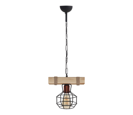 Φωτιστικό οροφής Lumenia E27 ξύλινο - μεταλλικό μονόφωτο χρώμα φυσικό - μαύρο 25x14x80εκ.
