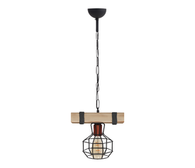 Φωτιστικό οροφής Lumenia E27 ξύλινο - μεταλλικό μονόφωτο χρώμα φυσικό - μαύρο 25x14x80εκ.