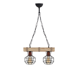 Φωτιστικό οροφής Lumenia E27 ξύλινο - μεταλλικό δίφωτο χρώμα φυσικό - μαύρο 40x14x80εκ.