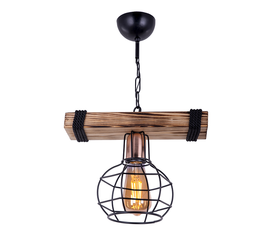 Φωτιστικό οροφής Marit E27 ξύλινο/μεταλλικό μονόφωτο καρυδί/μαύρο 30x15x60εκ.