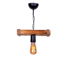 Φωτιστικό οροφής Mako E27 ξύλινο μονόφωτο χρώμα καρυδί/φυσικό 30x10x45εκ.