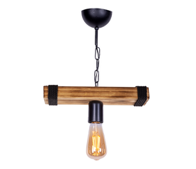 Φωτιστικό οροφής Mako E27 ξύλινο μονόφωτο χρώμα καρυδί/μαύρο 30x10x45εκ.