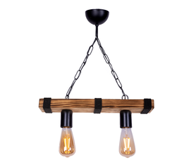 Φωτιστικό οροφής Mako E27 ξύλινο δίφωτο χρώμα καρυδί/μαύρο 40x10x65εκ.