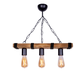 Φωτιστικό οροφής Mako E27 ξύλινο τρίφωτο χρώμα καρυδί/μαύρο50x10x65εκ.