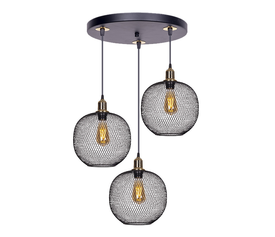 Φωτιστικό οροφής Amos E27 μεταλλικό τρίφωτο χρώμα μαύρο - χρυσό 30x30x65εκ.