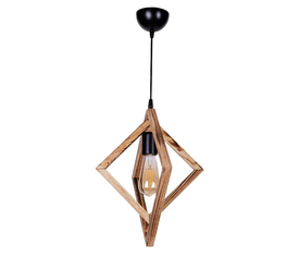 Φωτιστικό οροφής Tropea E27 ξύλινο μονόφωτο χρώμα φυσικό - καρυδί 40x30x80εκ.