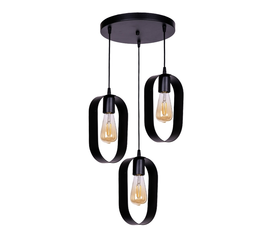 Φωτιστικό οροφής Mordo E27 μεταλλικό τρίφωτο χρώμα μαύρο 40x40x70εκ.