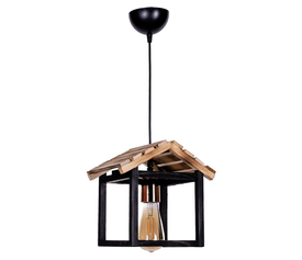 Φωτιστικό οροφής Kale E27 ξύλινο μονόφωτο χρώμα μαύρο - φυσικό 25x18x65εκ.