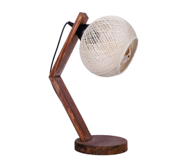 Φωτιστικό επιτραπέζιο Rope E27 ξύλινο - σχοινί χρώμα μπεζ - καρυδί Ø17x40εκ.