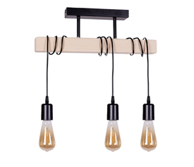 Φωτιστικό οροφής Radovan E27 ξύλινο τρίφωτο χρώμα φυσικό - μαύρο 49x5x50εκ.