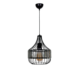 Φωτιστικό οροφής Merlin E27 μεταλλικό - γυάλινο μονόφωτο χρώμα μαύρο Ø28x80εκ.