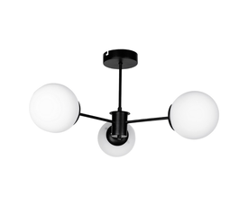 Φωτιστικό οροφής Fune E27 μεταλλικό - γυάλινο τρίφωτο χρώμα μαύρο - λευκό Ø60x30εκ.