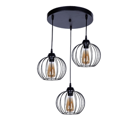 Φωτιστικό οροφής Lina E27 μεταλλικό τρίφωτο χρώμα μαύρο 45x40x80εκ.