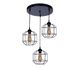 Φωτιστικό οροφής Rago E27 μεταλλικό τρίφωτο χρώμα μαύρο 50x40x80εκ.