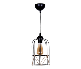 Φωτιστικό οροφής Argon E27 μεταλλικό - σχοινί μονόφωτο χρώμα μαύρο Ø15x65εκ.