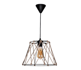 Φωτιστικό οροφής Andro E27 μεταλλικό - σχοινί μονόφωτο χρώμα μαύρο - φυσικό Ø30x70εκ.