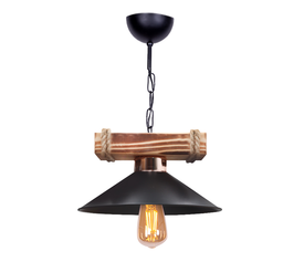 Φωτιστικό οροφής Melio E27 ξύλινο - πλαστικό μονόφωτο χρώμα μαύρο Ø26x36εκ.