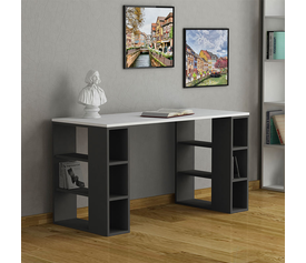 Γραφείο εργασίας Colmar χρώμα ανθρακί - λευκό 140x60x75εκ