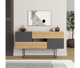 Μπουφές Eros φυσικό οξιάς - ανθρακί 145x40x82εκ.