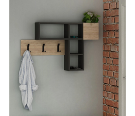 Κρεμάστρα τοίχου Game χρώμα φυσικό οξιάς - ανθρακί 99,5x15x61εκ.