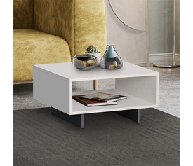 Τραπεζάκι σαλονιού Hola χρώμα λευκό - ανθρακί 60x60x32εκ.