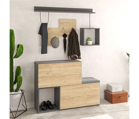 Έπιπλο εισόδου - παπουτσοθήκη Holdon φυσικό οξιάς/ανθρακί 120x36,5x87,5εκ.