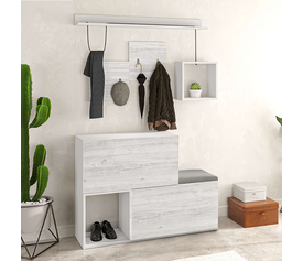 Έπιπλο εισόδου - παπουτσοθήκη Holdon χρώμα λευκό αντικέ 120x36,5x87,5εκ.