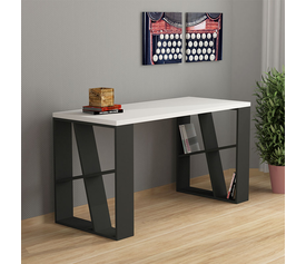 Γραφείο εργασίας Honey χρώμα λευκό - ανθρακί 137x60x75εκ