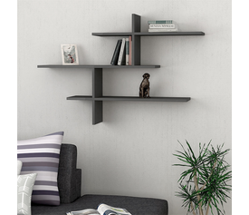 Ραφιέρα τοίχου Leo χρώμα ανθρακί 123x22x80εκ.