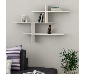 Ραφιέρα τοίχου Leo χρώμα λευκό 123x22x80εκ.