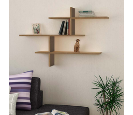 Ραφιέρα τοίχου Leo χρώμα ανοιχτό καρυδί 123x22x80εκ.