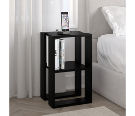 Κομοδίνο - τραπεζάκι βοηθητικό Lonie χρώμα μαύρο 34x30x55εκ.