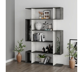 Βιβλιοθήκη Mito χρώμα λευκό αντικέ - γκρι ρετρό 108x25x161εκ.