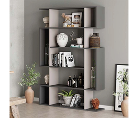 Βιβλιοθήκη Mito χρώμα ανοιχτή μόκα - ανθρακί 108x25x161εκ.