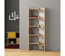 Βιβλιοθήκη Oppa χρώμα φυσικό οξιάς/λευκό 60x22x162εκ.