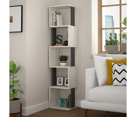 Βιβλιοθήκη Piri χρώμα λευκό αντικέ - ανθρακί 35x30x161εκ.