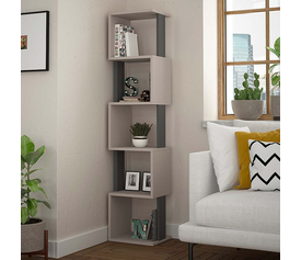 Βιβλιοθήκη Piri χρώμα ανοιχτή μόκα - ανθρακί 35x30x161εκ.