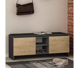 Παπουτσοθήκη Zulla χρώμα ανθρακί - φυσικό οξιάς 110x37x43εκ.