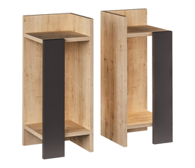 Κομοδίνο Elos σετ 2 τεμαχίων χρώμα φυσικό οξιάς - ανθρακί 25x27x60εκ.