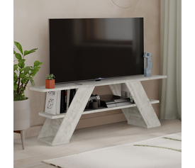 Έπιπλο τηλεόρασης Farfalla χρώμα λευκό αντικέ 120x33,5x40εκ.