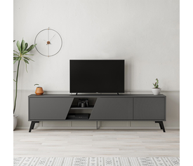 Έπιπλο τηλεόρασης Fiona χρώμα ανθρακί 180x35,6x48εκ.