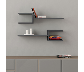 Ραφιέρα τοίχου Fork 2 τεμαχίων χρώμα ανθρακί 75x19,5x18εκ.