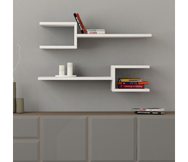 Ραφιέρα τοίχου Fork 2 τεμαχίων χρώμα λευκό 75x19,5x18εκ.