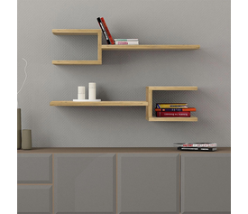 Ραφιέρα τοίχου Fork 2 τεμαχίων χρώμα sapphire oak 75x19,5x18εκ.