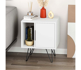 Κομοδίνο Glynn χρώμα λευκό 50,2x44,6x60εκ.