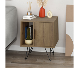 Κομοδίνο Glynn χρώμα ανοιχτό καρυδί 50,2x44,6x60εκ.