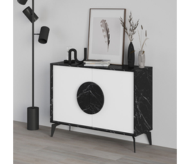Μπουφές Gora χρώμα μαύρο εφέ μαρμάρου - λευκό 110x35,6x82εκ.