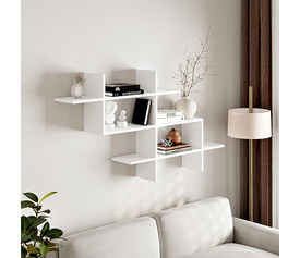 Ραφιέρα τοίχου Halic χρώμα λευκό 150x22x82εκ.