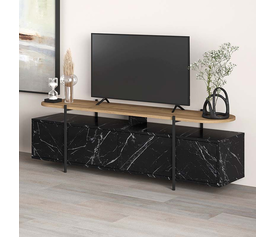 Έπιπλο τηλεόρασης Hanley χρώμα μαύρο εφέ μαρμάρου 160x35,6x48εκ.