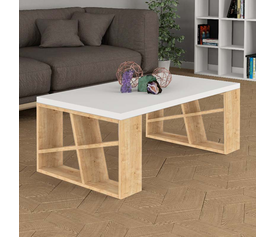 Τραπεζάκι σαλονιού Honey μελαμίνης χρώμα φυσικό οξιάς - λευκό 105x60x40εκ.